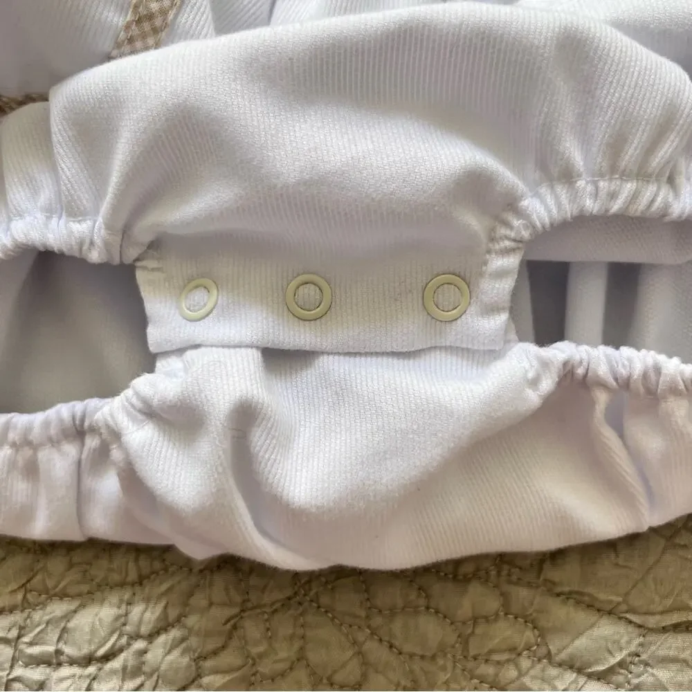 Shrimp & Grits Kids Romper Baby 3M White Gingham Trim Bubble Preppy Classic
